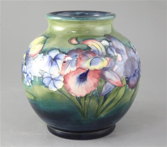 A Moorcroft Spring Flowers pattern globular vase, post war height 8in.